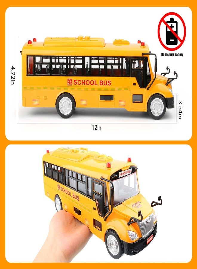 Cdymkf Yellow School Bus Toy for Kids，1/16 Scale Interactive Friction-Powered Car with Flashing Lights & Sounds, Open Doors & Realistic Design Preschool Learning & Role Play - Image 4